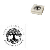 Vintage Boom Met Naam Van De Bibliotheek Rubberstempel (Gestempeld)