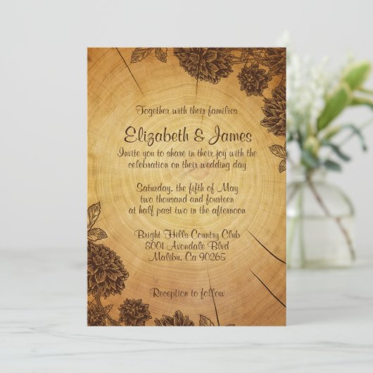 Vintage Boom Ring Wedding Invitations Kaart (Staand voorkant)