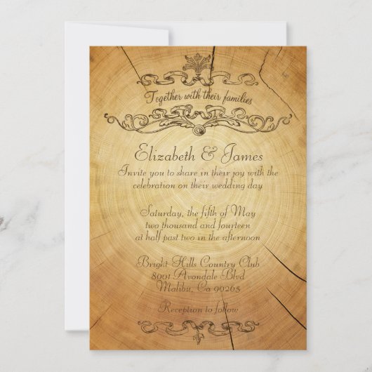 Vintage Boom Rings Wedding Invitations Kaart (Voorkant)
