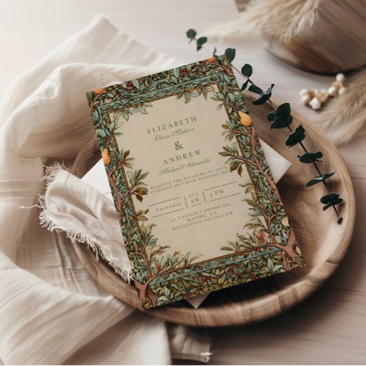 Vintage Boomgaard Botanische Bruiloft Kaart
