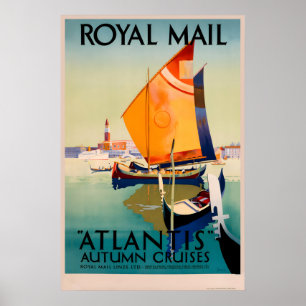 Vintage Boot Schip Atlantis Reisposter - Ingelijst Poster