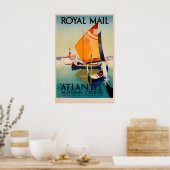 Vintage Boot Schip Atlantis Reisposter - Ingelijst Poster (Keuken)
