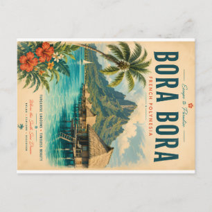 Vintage Bora Bora Frans-Polynesië Tropisch Reisdoe Feestdagenkaart