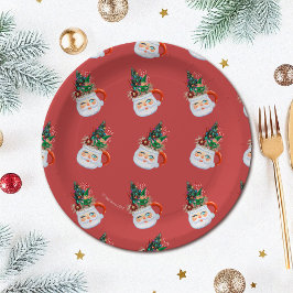 Vintage Borden voor Santa Mok Papieren Bordje