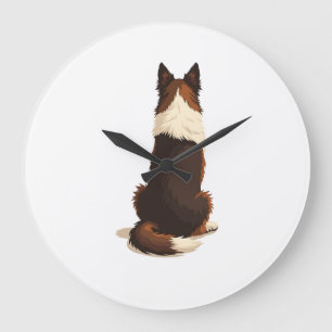 Vintage Border Collie Van achteren Hondenillustrat Grote Klok