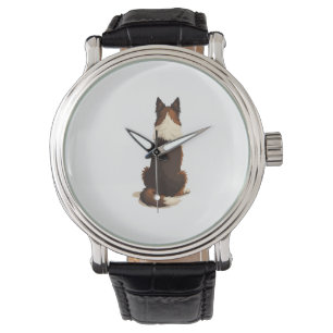 Vintage Border Collie Van achteren Hondenillustrat Horloge