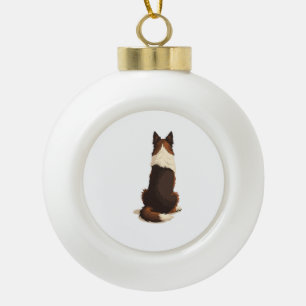 Vintage Border Collie Van achteren Hondenillustrat Keramische Bal Ornament