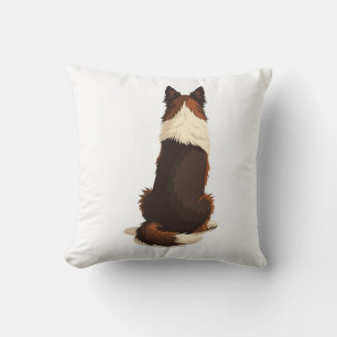 Vintage Border Collie Van achteren Hondenillustrat Kussen
