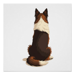 Vintage Border Collie Van achteren Hondenillustrat Perfect Poster