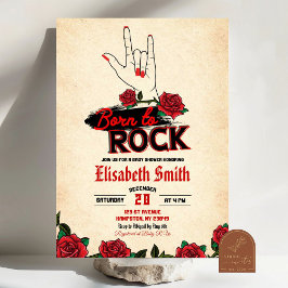 Vintage Born to Rock n Roll Baby Shower Kaart