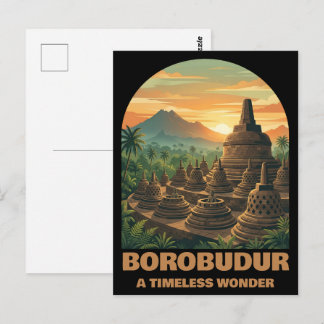 Vintage Borobudur Temple Indonesia Sunrise Travel  Briefkaart