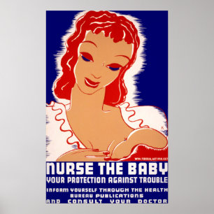 Vintage Borstvoeding Zuster in de Baby Gezondheid Poster