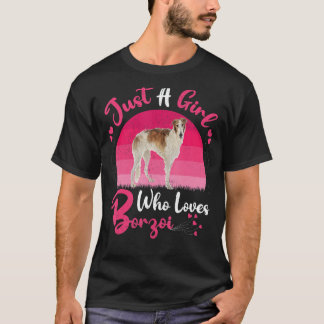 Vintage Borzoi Dog is gewoon een meisje dat van Bo T-shirt