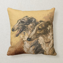 Vintage Borzoi Pair Kussens