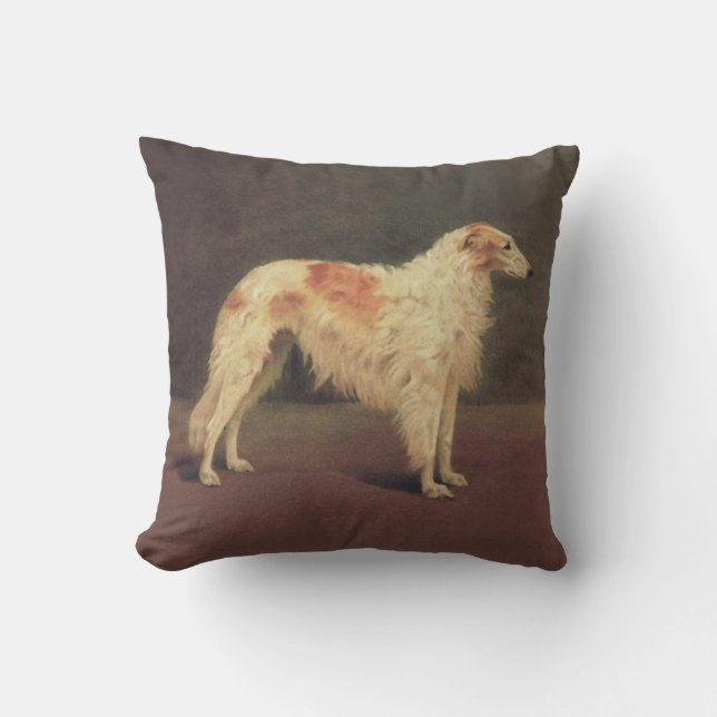 Vintage Borzoi Sierkussen (Voorkant)