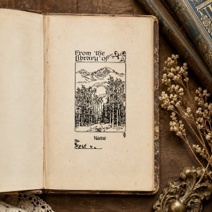 Vintage Bos Ex Libris Boekmerk Personaliseer Rubberstempel