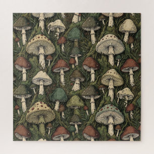 Vintage bos paddenstoelen Moody Cottagecore Legpuzzel