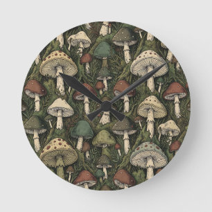 Vintage bos paddenstoelen Moody Cottagecore Ronde Klok