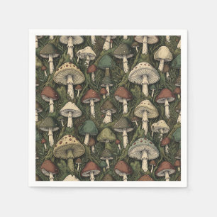 Vintage bos paddenstoelen Moody Cottagecore Servet