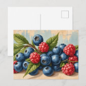 Vintage bosbessen en frambozen  briefkaart (Voorkant / Achterkant)