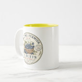Vintage Bosbessen Label Tweekleurige Koffiemok (Voorkant links)