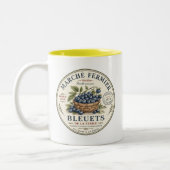 Vintage Bosbessen Label Tweekleurige Koffiemok (Links)