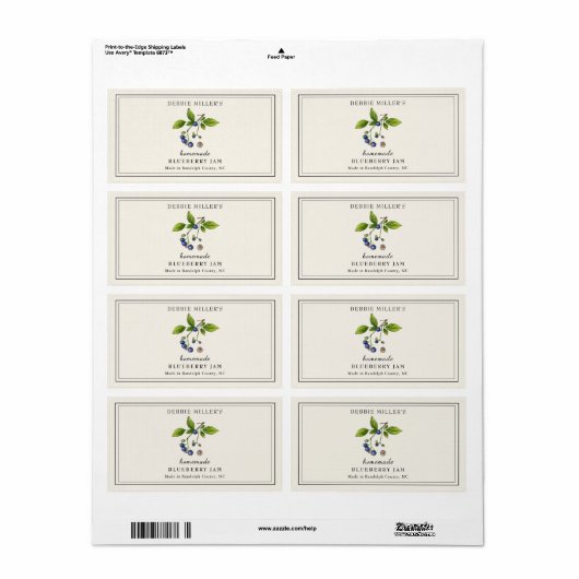 Vintage bosbessenjam rechthoekig etiket (Full Sheet)