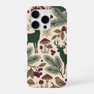 Vintage bosdieren met herten en bos iPhone 16 pro hoesje