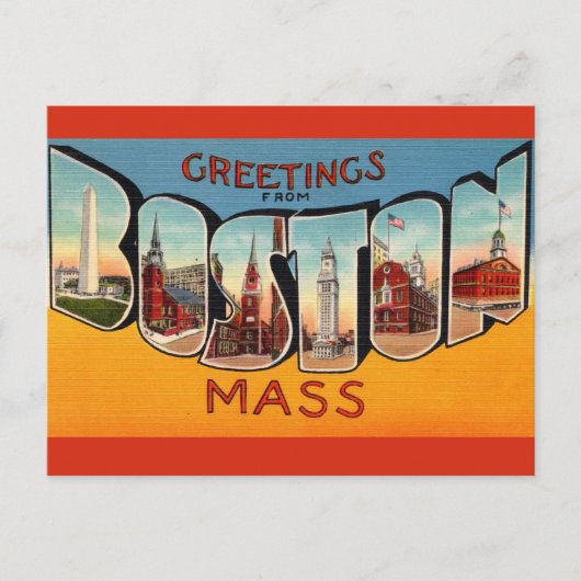 Vintage Boston Groet Briefkaart (Voorkant)