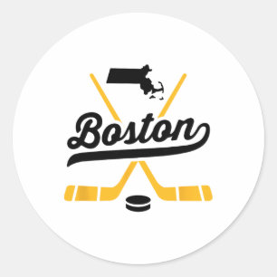 Vintage Boston IJshockeysticks Sportteam Fan G Ronde Sticker