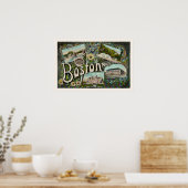 Vintage Boston Landmarks Print (Keuken)
