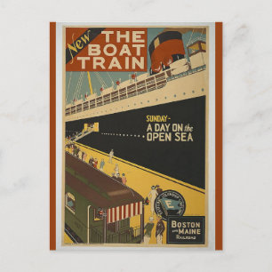 Vintage Boston Maine Railroad Boat Train Briefkaart