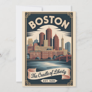 Vintage Boston Massachusetts Wiege van de Vrijheid Feestdagenkaart