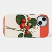 Vintage Boston Pine Aardbei Illustratie iPhone 15 Case (Achterkant horizontaal)