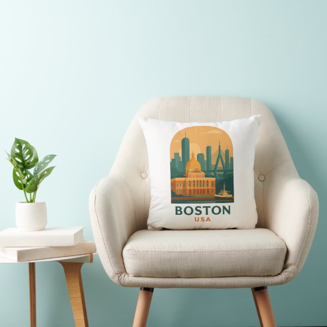 Vintage Boston Reiskussen – Retro VS  Kussen (Stoel)