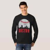 Vintage Boston Skyline Baseball Game Day T-shirt (Voorkant volledig)