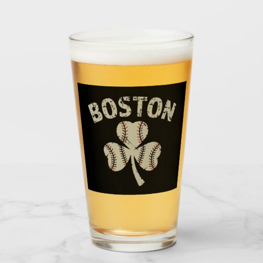 Vintage Boston St. Patrick's Day Ierse klaver Glas (Voorkant gevuld)