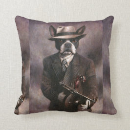 Vintage Boston Terrier Gangster Throw Cushion Kussen