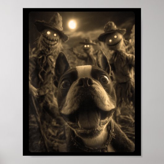 Vintage Boston Terrier Selfie Soky Ecrows Hallowee Poster (Voorkant)