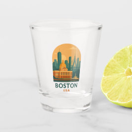 Vintage Boston USA Reis – Retro Stads Kunst Shot Glas
