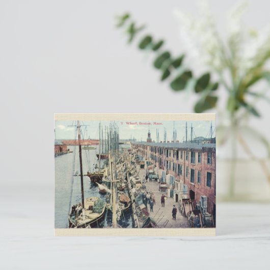 Vintage Boston Wharf Briefkaart (Staand voorkant)