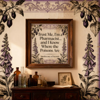 Vintage Botanical Apothecary Pharmacist Quote  Perfect Poster