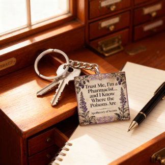 Vintage Botanical Apothecary Pharmacist Quote  Sleutelhanger