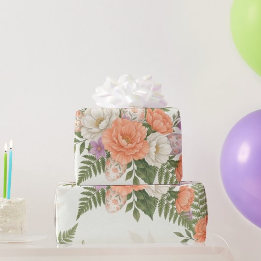 Vintage Botanical Apricot Floral Easter  Cadeaupapier (Feestgeschenken)