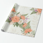 Vintage Botanical Apricot Floral Easter  Cadeaupapier (Uitgerold)