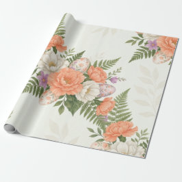 Vintage Botanical Apricot Floral Easter Cadeaupapier