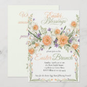 Vintage Botanical Apricot Floral Easter Invitation Kaart (Voorkant / Achterkant)