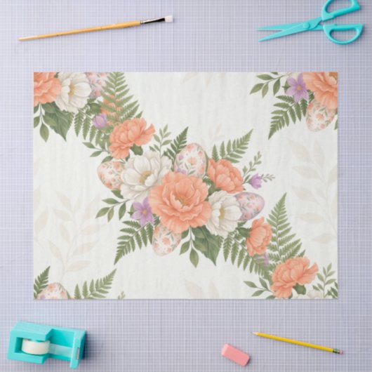 Vintage Botanical Apricot Floral Easter  Tissuepapier (Craft)