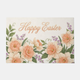 Vintage Botanical Apricot Tulip Easter Welcome Mat