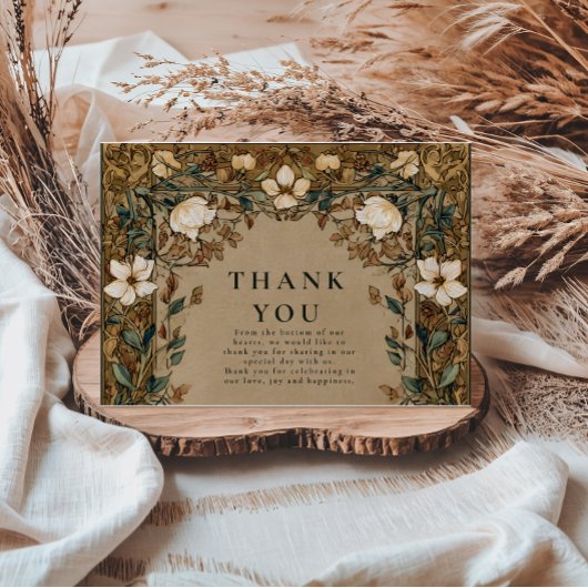 Vintage Botanical Autumn Wedding Bedankkaart